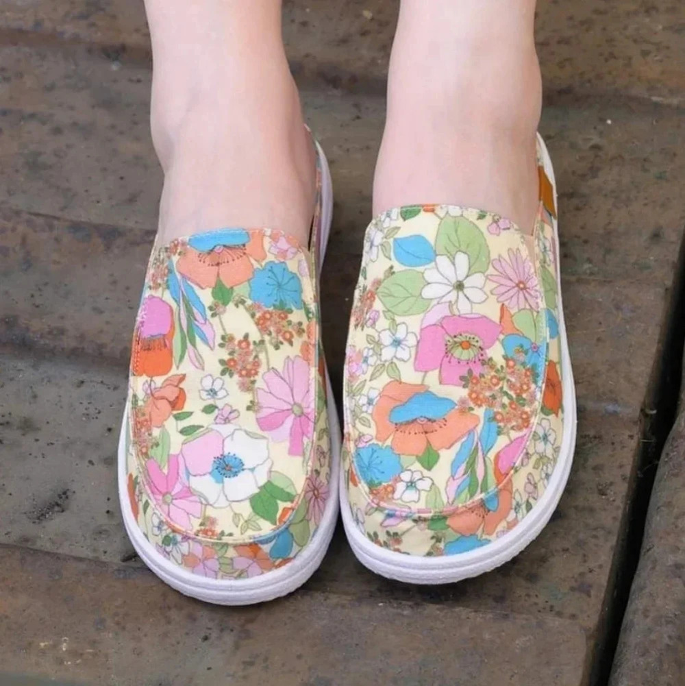 Corkys Pontoon Floral Slide Tennis Shoes New